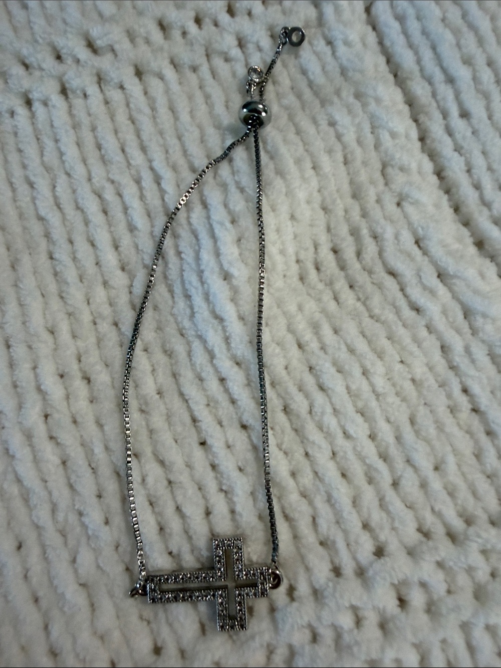 Source Unknown Silver Cross Bracelet with Sparkling Accents